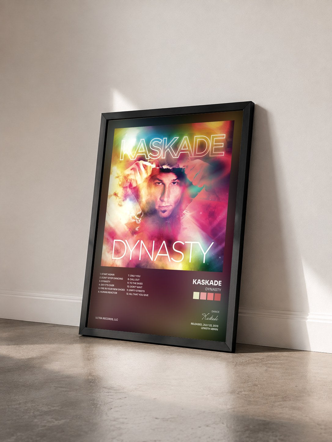 #noir Tableau de l'album Dynasty de Kaskade vu de trois quarts, cadre noir