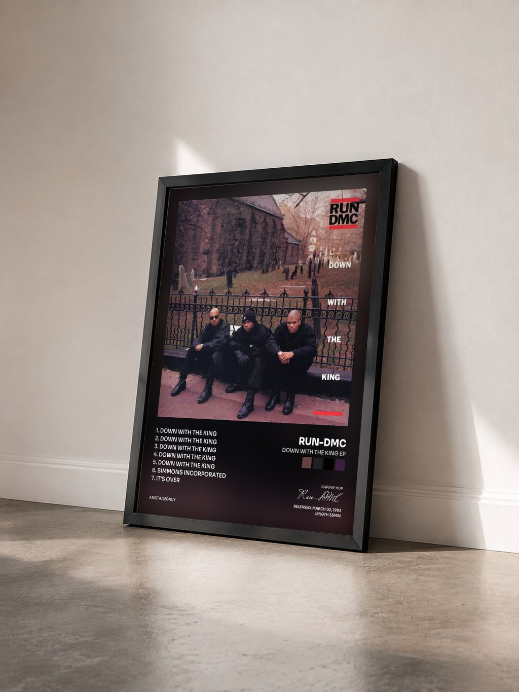 #noir Tableau de l'album Down with the King EP de Run-DMC vu de trois quarts, cadre noir