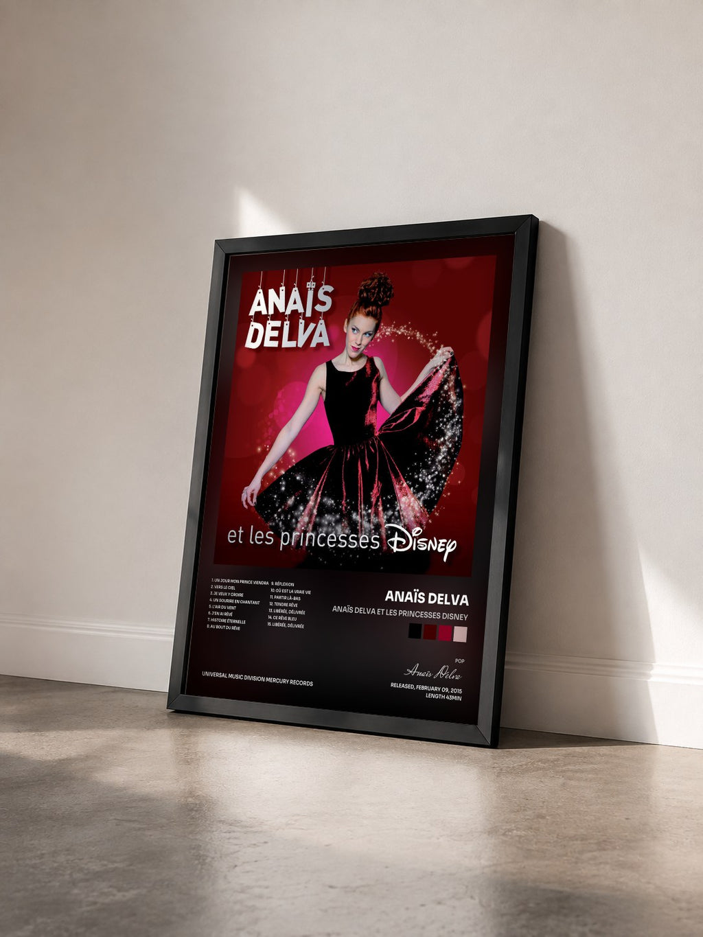 #noir Tableau de l'album Anaïs Delva et les princesses Disney de Anaïs Delva vu de trois quarts, cadre noir
