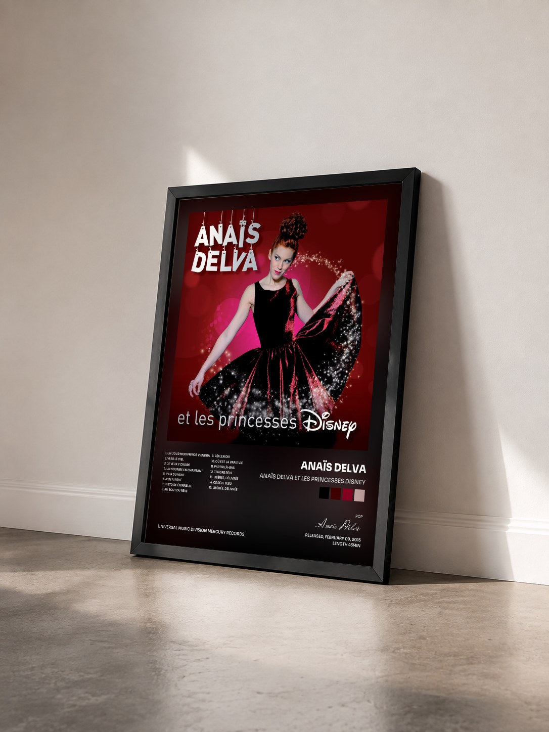 #noir Tableau de l'album Anaïs Delva et les princesses Disney de Anaïs Delva vu de trois quarts, cadre noir