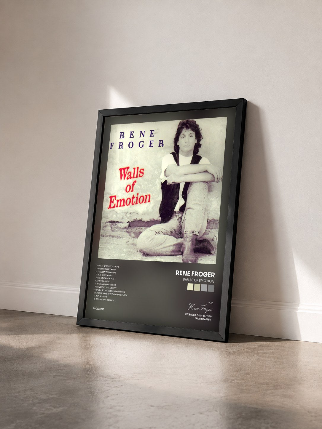 #noir Tableau de l'album Walls Of Emotion de Rene Froger vu de trois quarts, cadre noir