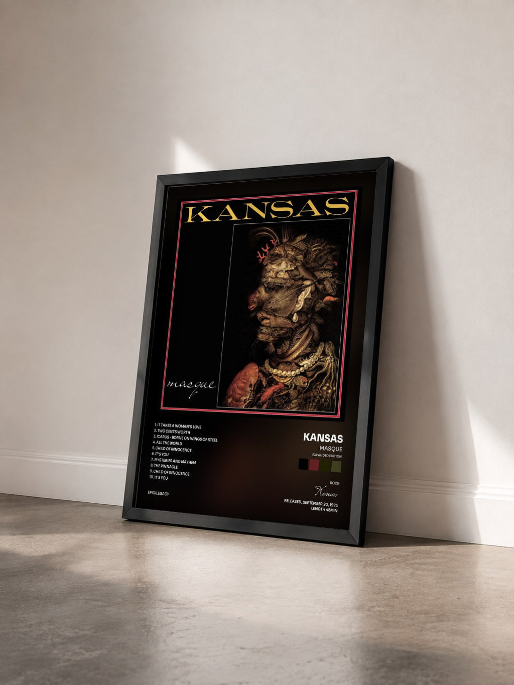 #noir Tableau de l'album Masque (Expanded Edition) de Kansas vu de trois quarts, cadre noir