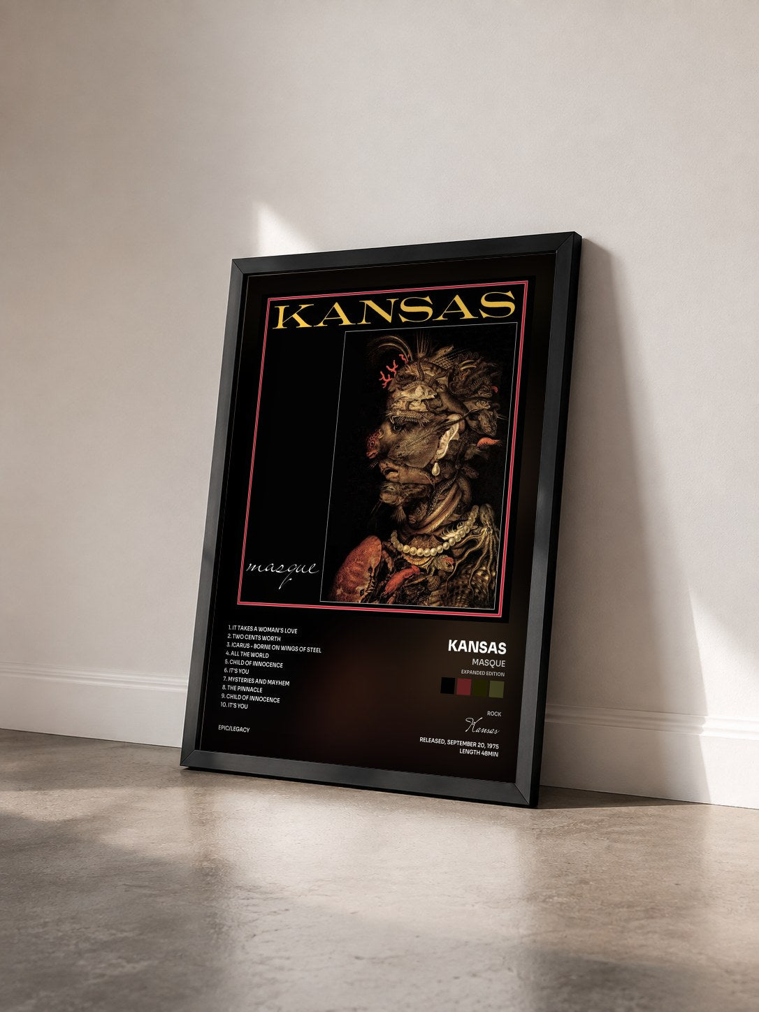 #noir Tableau de l'album Masque (Expanded Edition) de Kansas vu de trois quarts, cadre noir