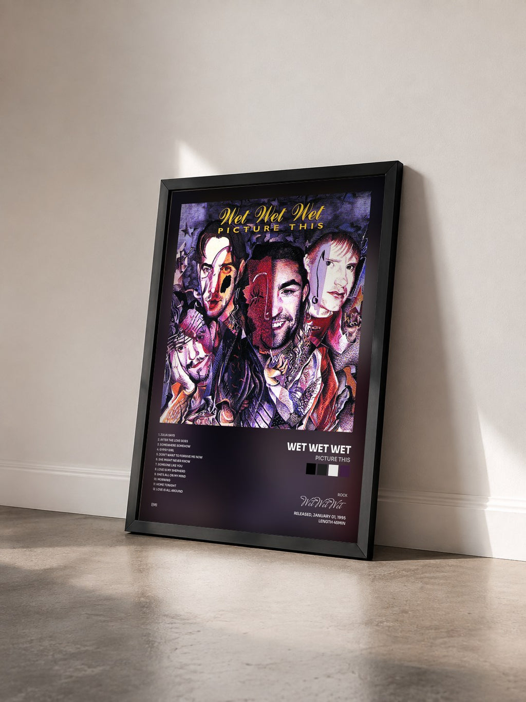 #noir Tableau de l'album Picture This de Wet Wet Wet vu de trois quarts, cadre noir