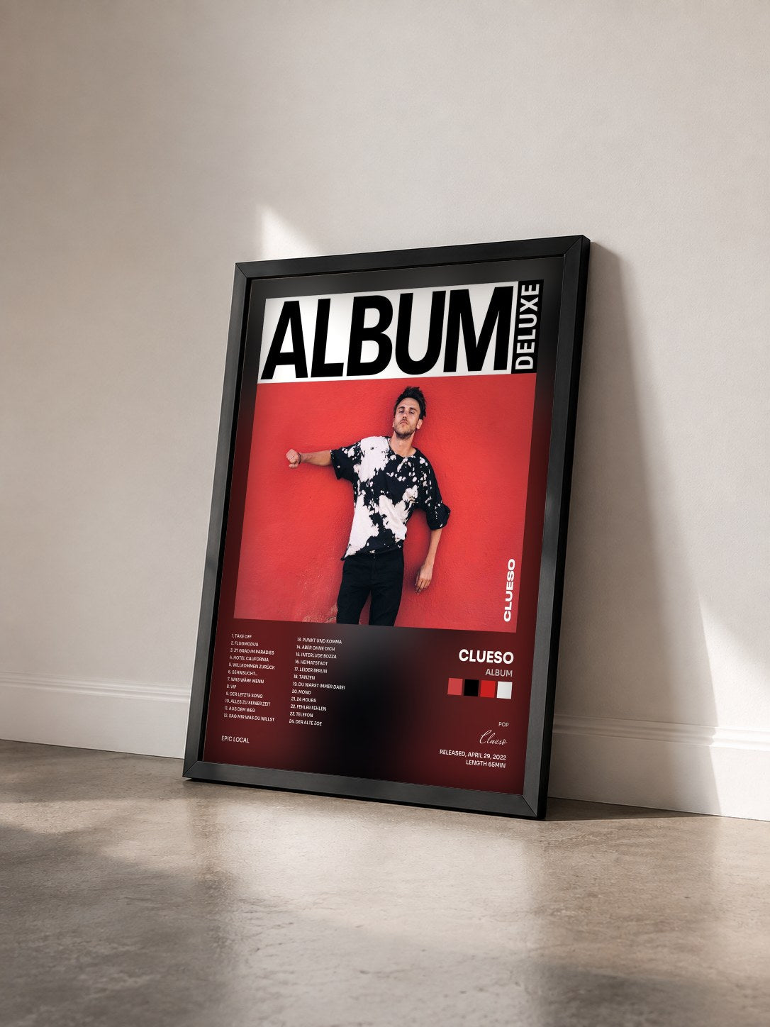 #noir Tableau de l'album ALBUM de Clueso vu de trois quarts, cadre noir