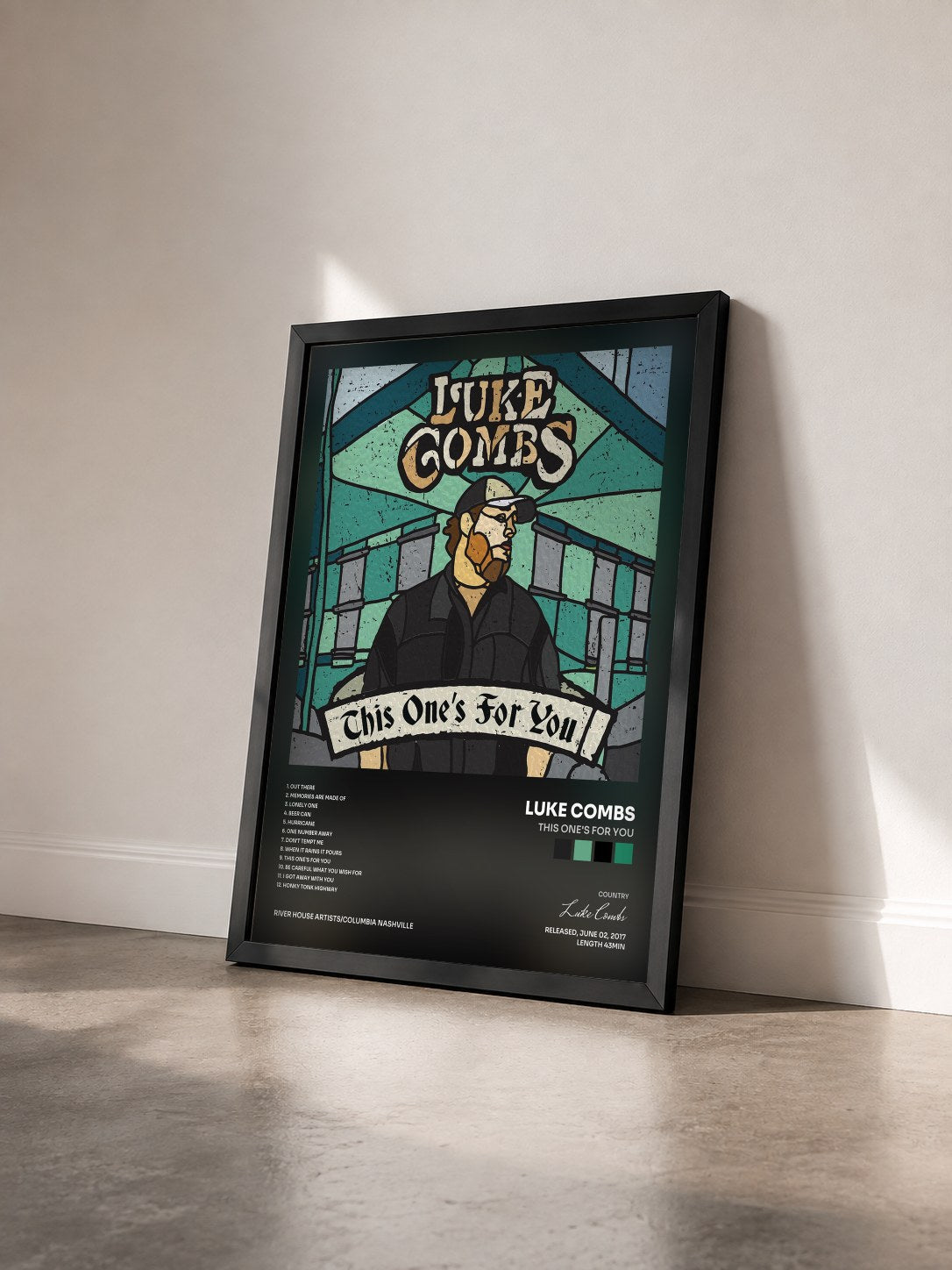 #noir Tableau de l'album This One's for You de Luke Combs vu de trois quarts, cadre noir