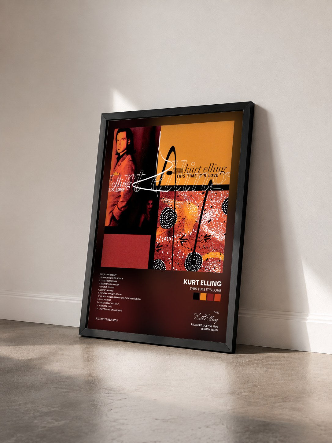 #noir Tableau de l'album This Time It's Love de Kurt Elling vu de trois quarts, cadre noir