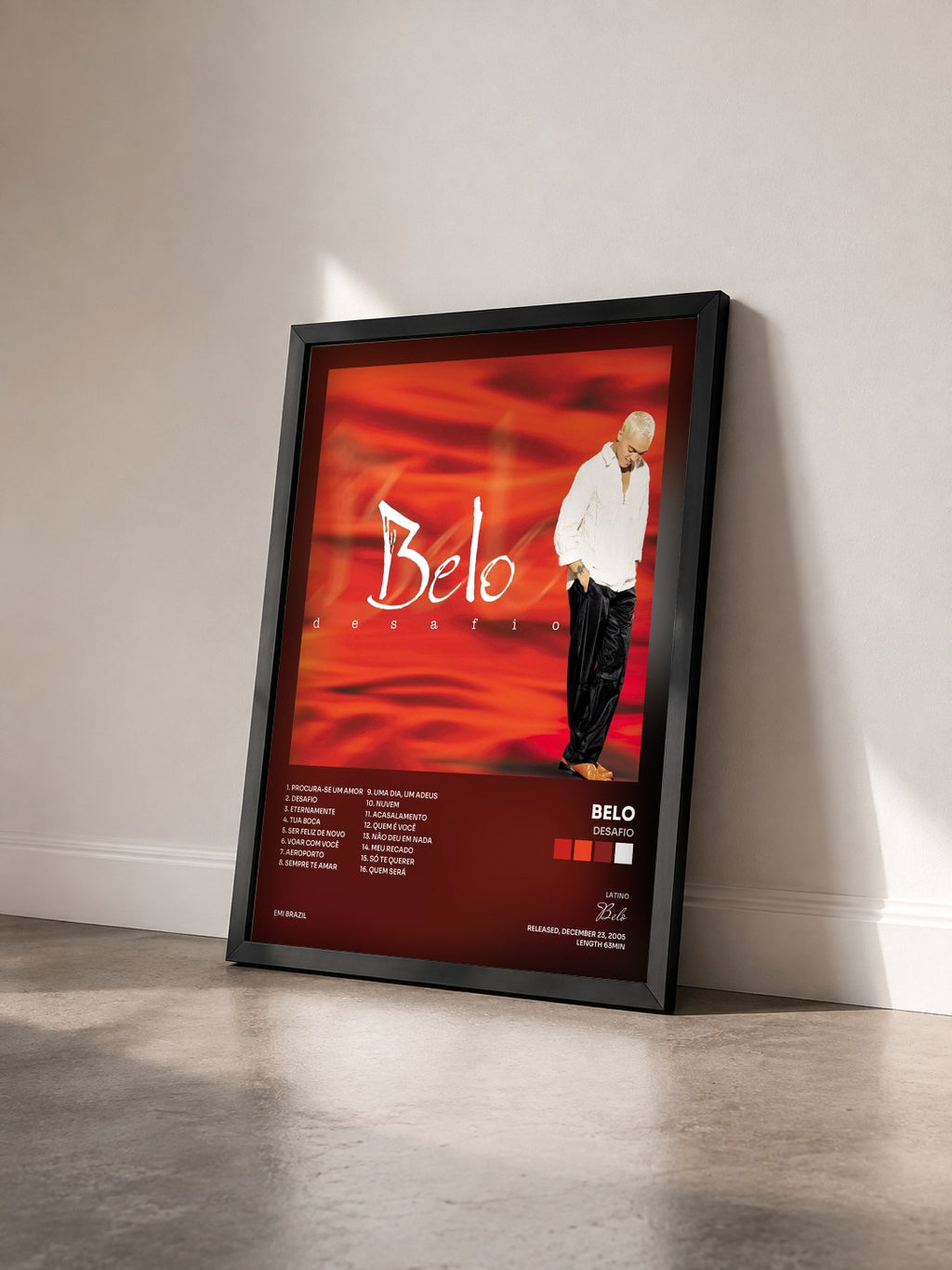 #noir Tableau de l'album Desafio de Belo vu de trois quarts, cadre noir