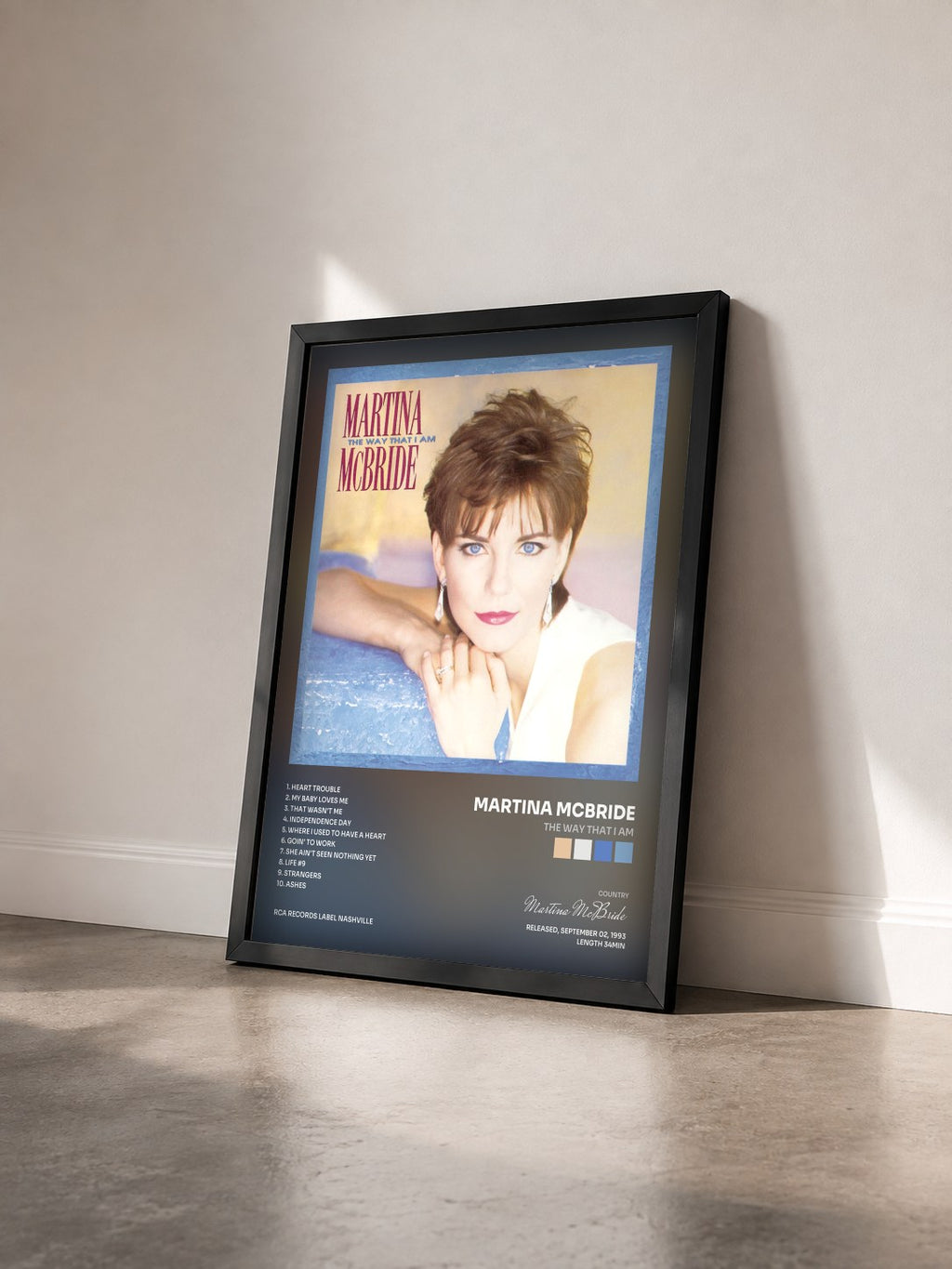 #noir Tableau de l'album The Way That I Am de Martina McBride vu de trois quarts, cadre noir