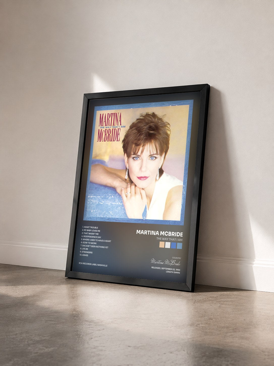 #noir Tableau de l'album The Way That I Am de Martina McBride vu de trois quarts, cadre noir