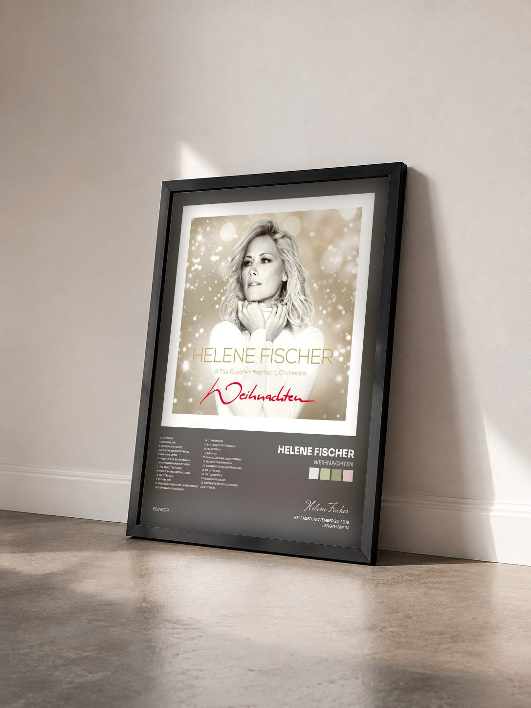#noir Tableau de l'album Weihnachten de Helene Fischer vu de trois quarts, cadre noir