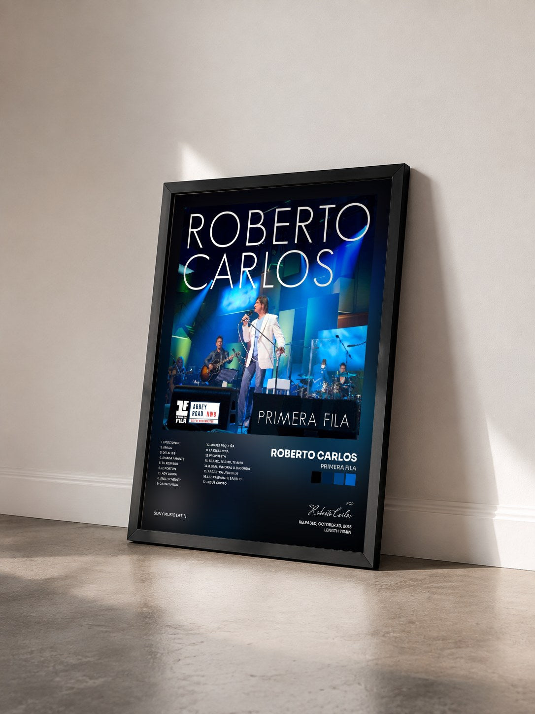 #noir Tableau de l'album Primera Fila de Roberto Carlos vu de trois quarts, cadre noir