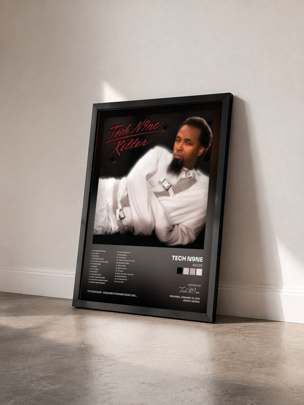#noir Tableau de l'album Killer de Tech N9ne vu de trois quarts, cadre noir