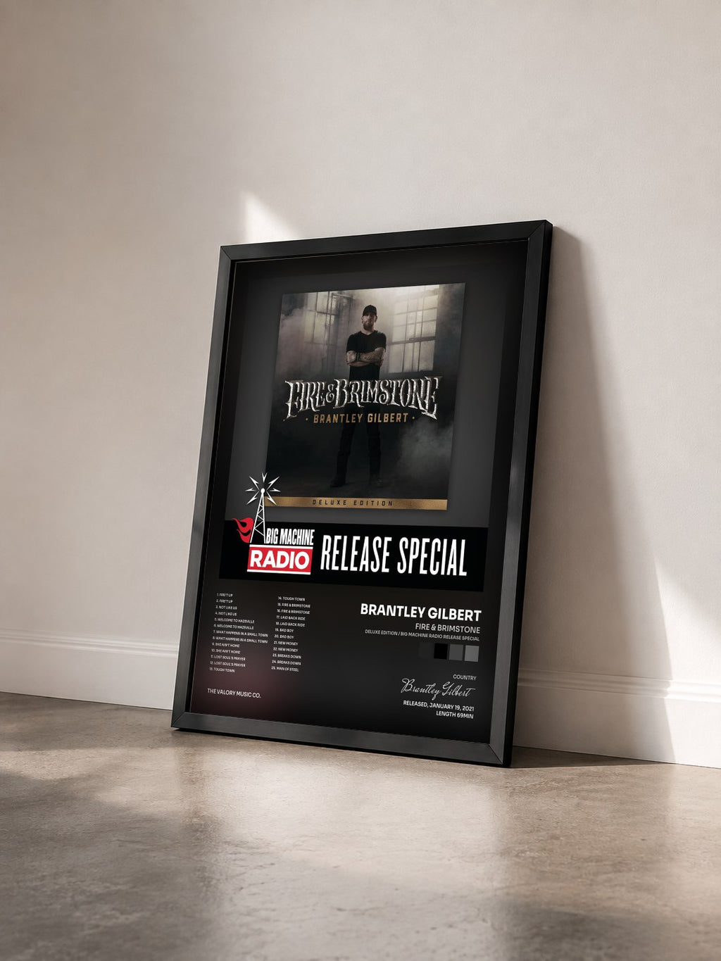 #noir Tableau de l'album Fire & Brimstone (Deluxe Edition / Big Machine Radio Release Special) de Brantley Gilbert vu de trois quarts, cadre noir