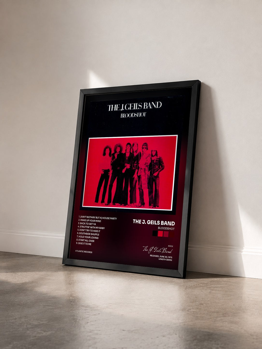 #noir Tableau de l'album Bloodshot de The J. Geils Band vu de trois quarts, cadre noir
