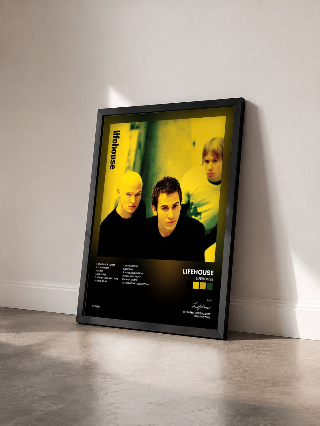 #noir Tableau de l'album Lifehouse de Lifehouse vu de trois quarts, cadre noir