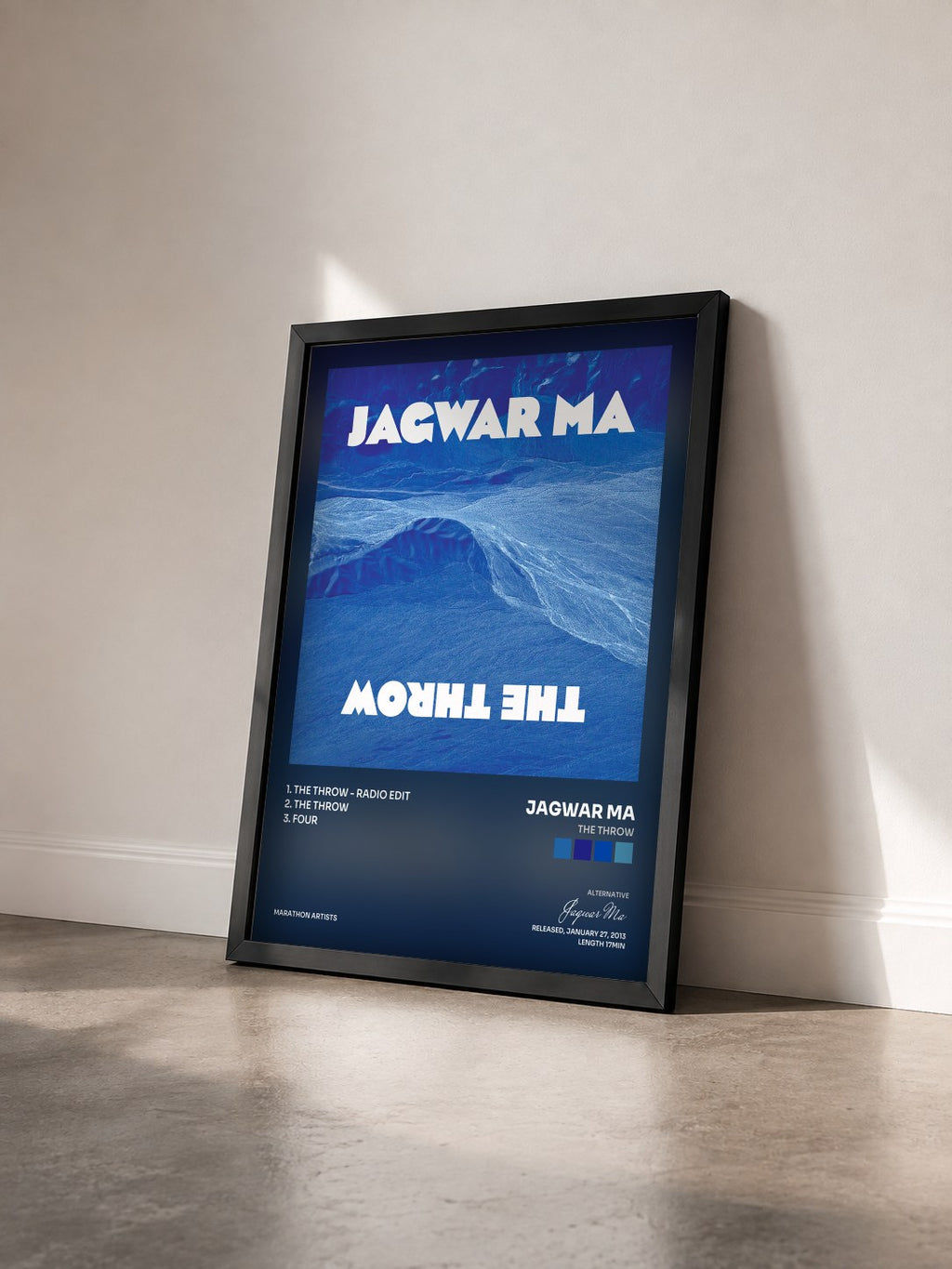 #noir Tableau de l'album The Throw de Jagwar Ma vu de trois quarts, cadre noir