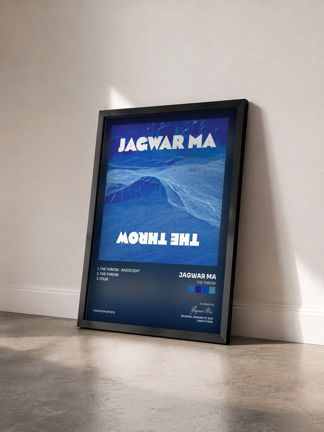 #noir Tableau de l'album The Throw de Jagwar Ma vu de trois quarts, cadre noir