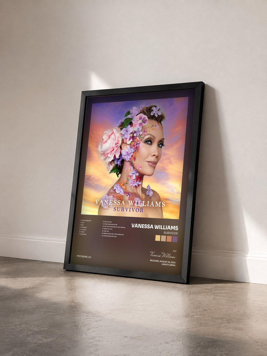 #noir Tableau de l'album Survivor de Vanessa Williams vu de trois quarts, cadre noir