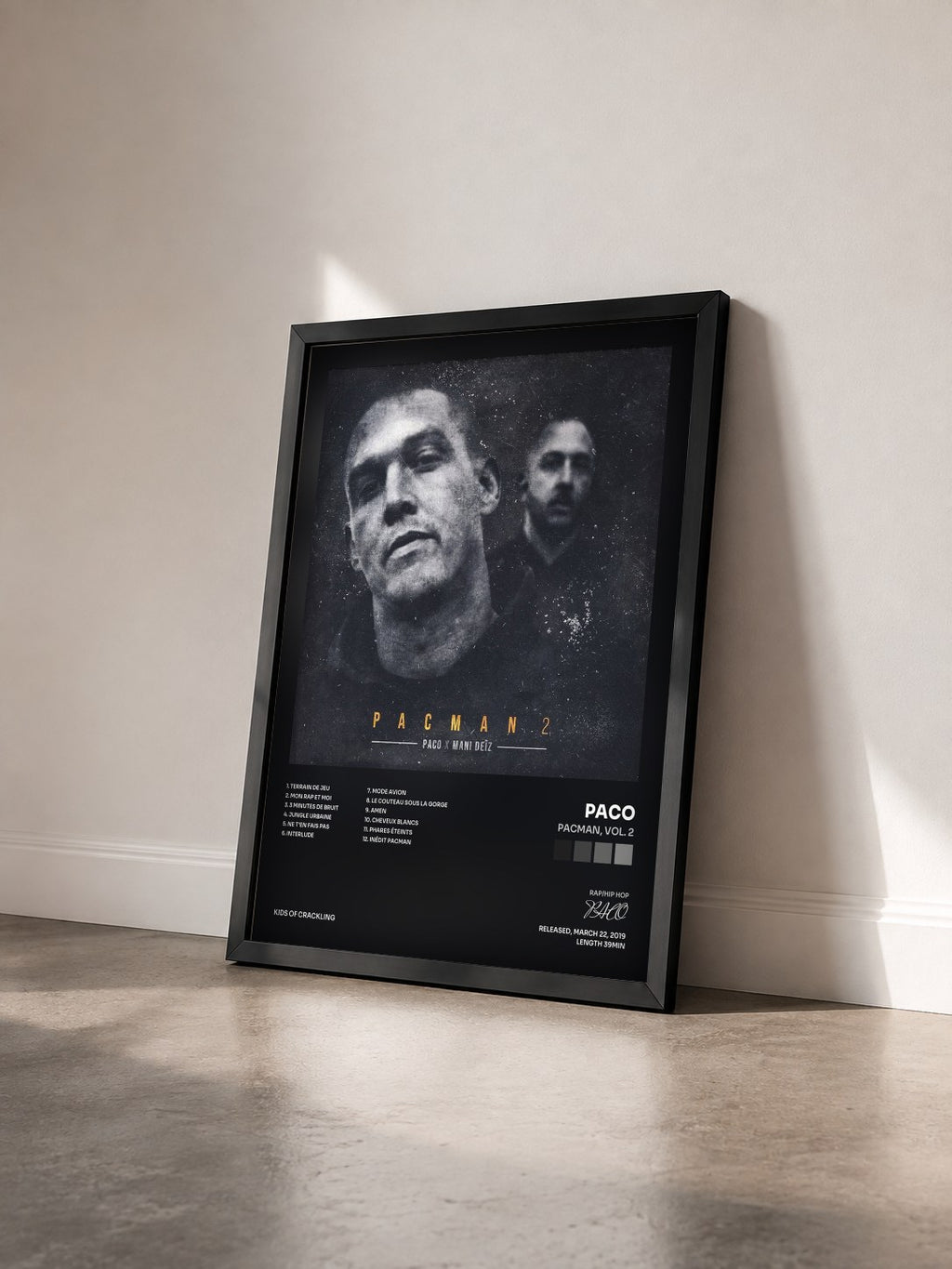 #noir Tableau de l'album Pacman, Vol. 2 de PACO vu de trois quarts, cadre noir