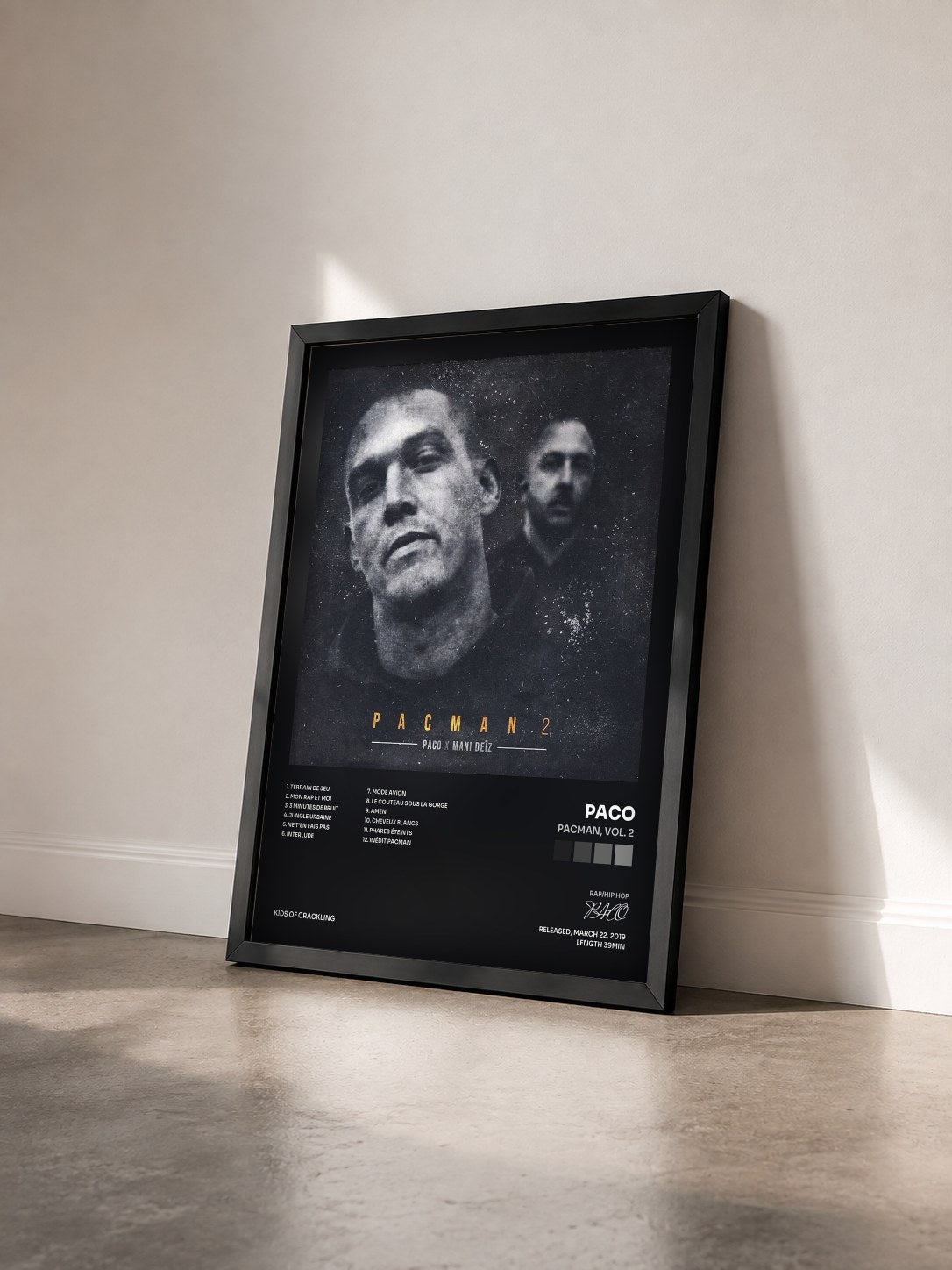 #noir Tableau de l'album Pacman, Vol. 2 de PACO vu de trois quarts, cadre noir