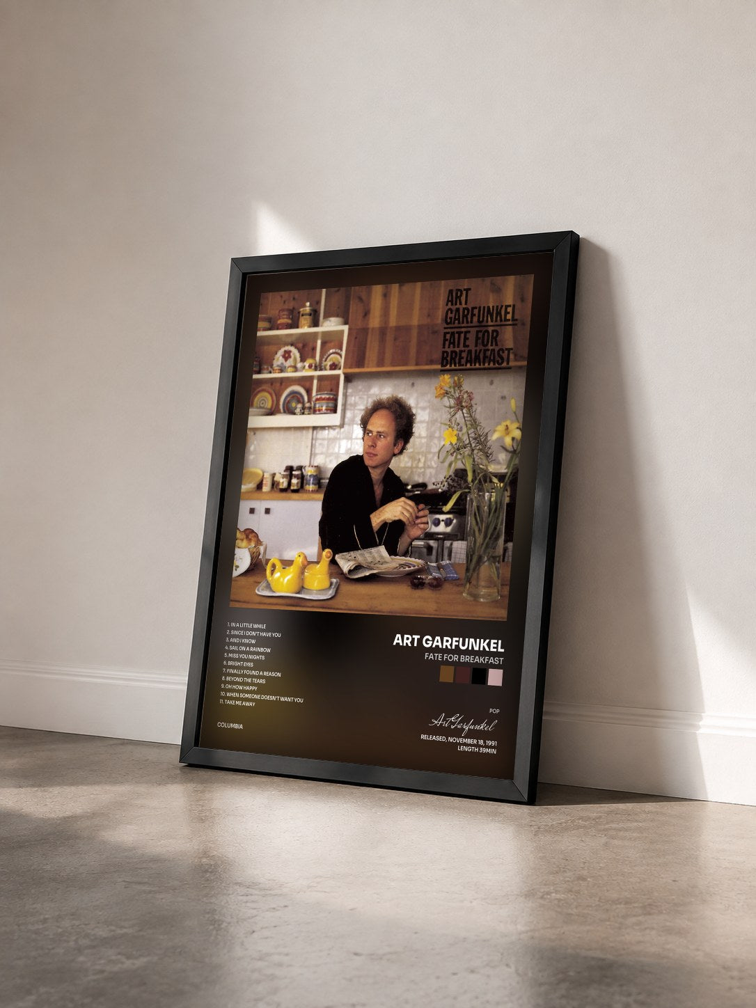 #noir Tableau de l'album FATE FOR BREAKFAST de Art Garfunkel vu de trois quarts, cadre noir