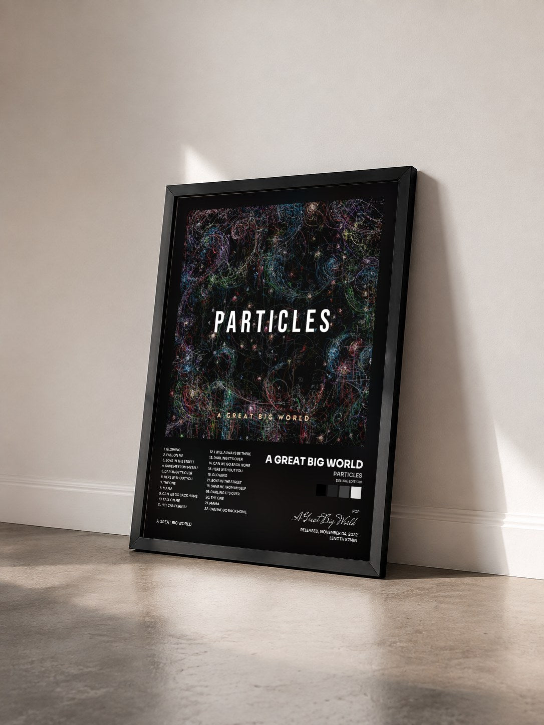 #noir Tableau de l'album Particles (Deluxe Edition) de A Great Big World vu de trois quarts, cadre noir