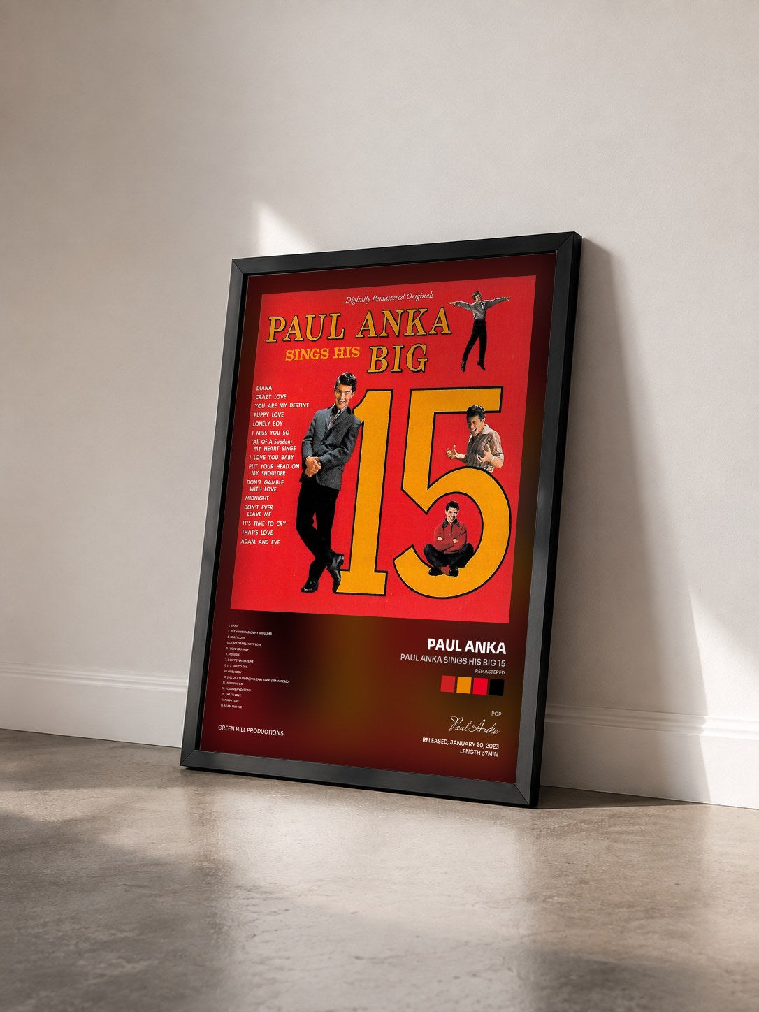 #noir Tableau de l'album Paul Anka Sings His Big 15 (Remastered) de Paul Anka vu de trois quarts, cadre noir