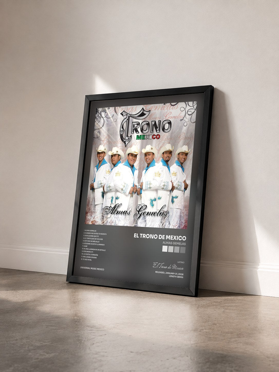 #noir Tableau de l'album Almas Gemelas de El Trono de Mexico vu de trois quarts, cadre noir