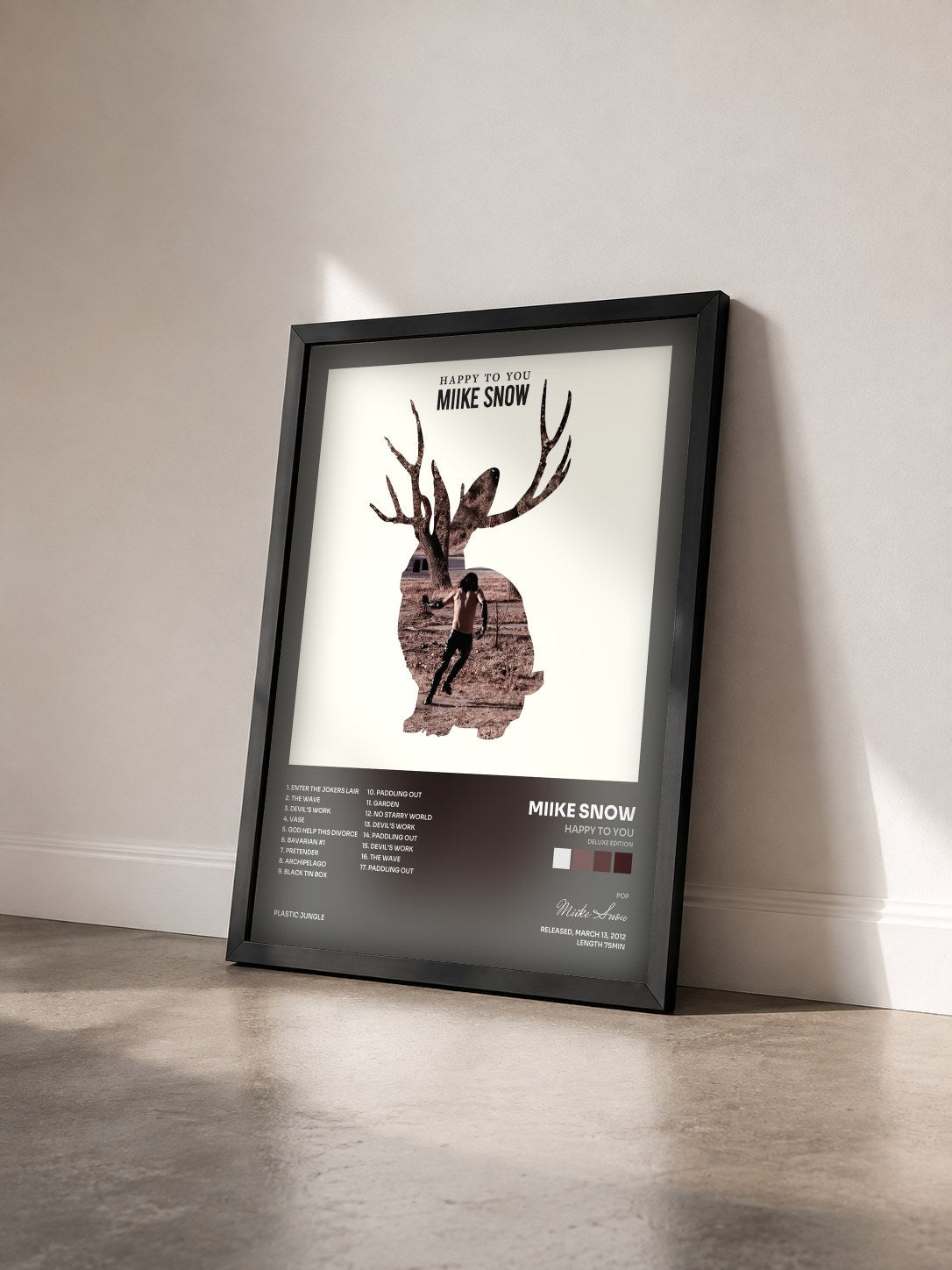 #noir Tableau de l'album Happy To You (Deluxe Edition) de Miike Snow vu de trois quarts, cadre noir