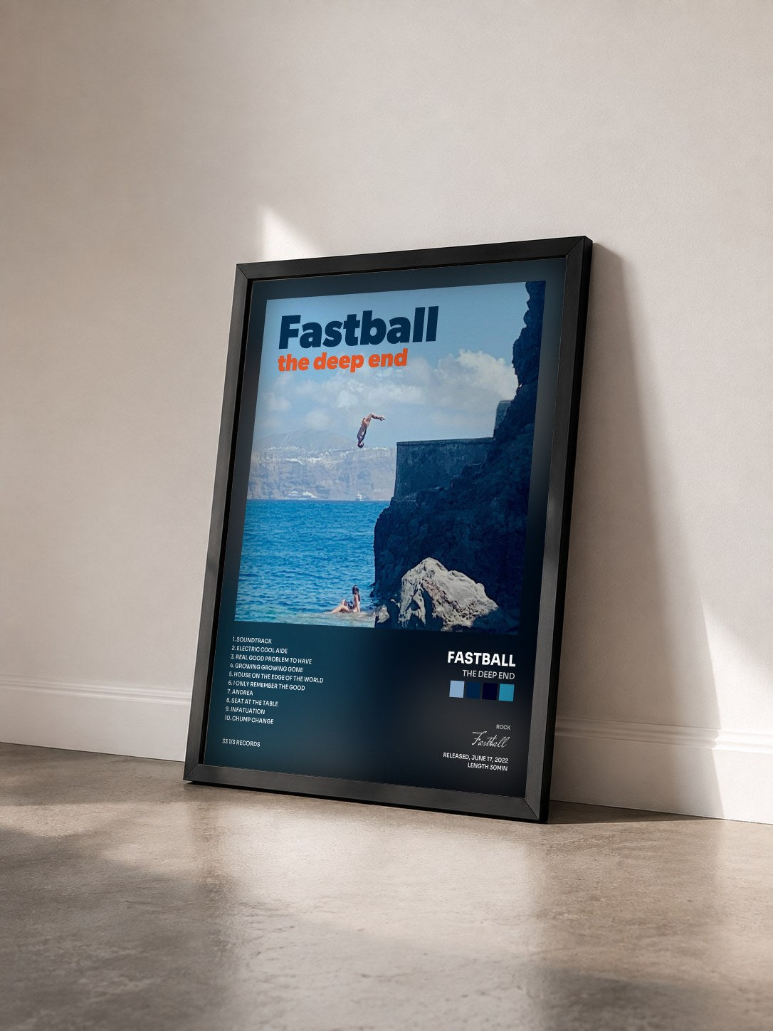 #noir Tableau de l'album The Deep End de Fastball vu de trois quarts, cadre noir