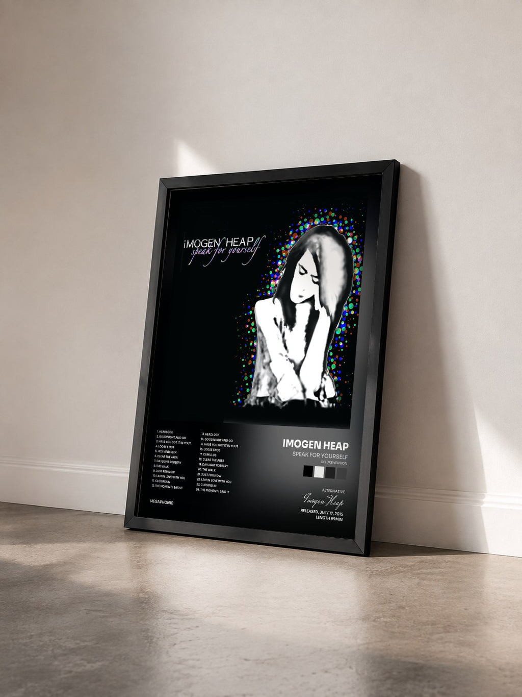 #noir Tableau de l'album Speak for Yourself (Deluxe Version) de Imogen Heap vu de trois quarts, cadre noir