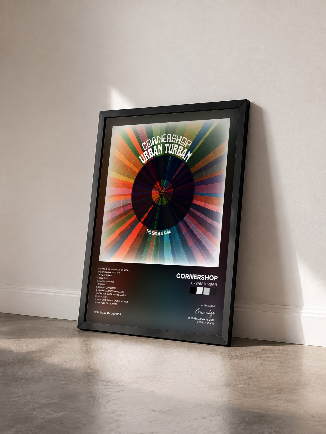 #noir Tableau de l'album Urban Turban de Cornershop vu de trois quarts, cadre noir