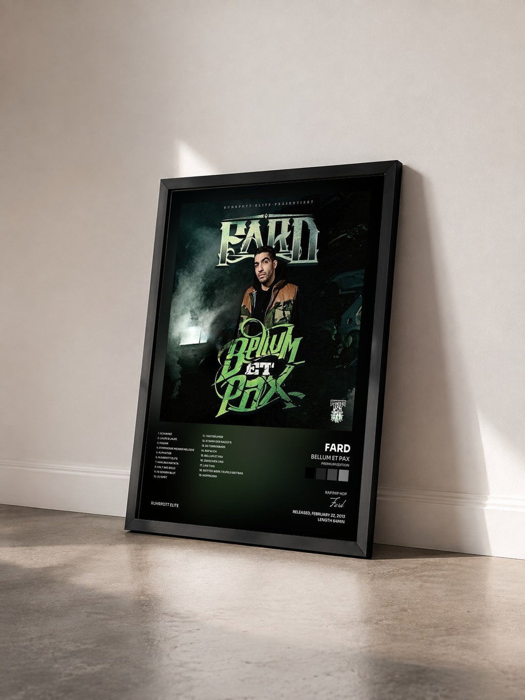 #noir Tableau de l'album Bellum et Pax (Premium Edition) de Fard vu de trois quarts, cadre noir