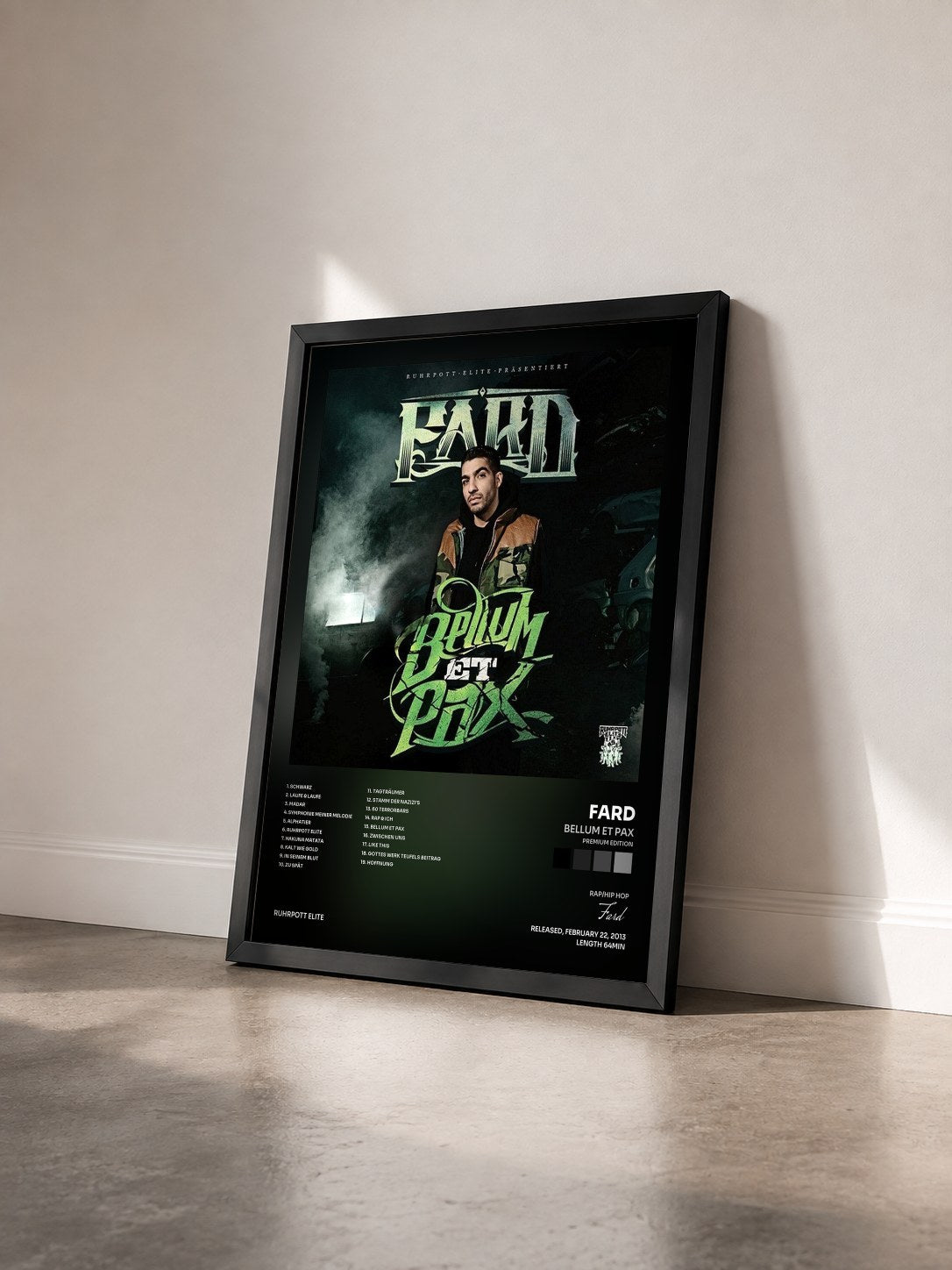 #noir Tableau de l'album Bellum et Pax (Premium Edition) de Fard vu de trois quarts, cadre noir