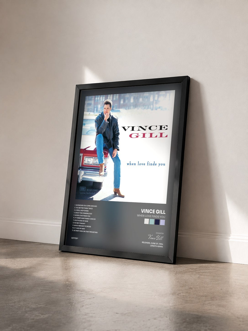 #noir Tableau de l'album When Love Finds You de Vince Gill vu de trois quarts, cadre noir