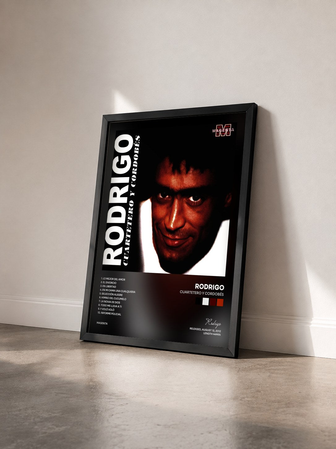 #noir Tableau de l'album Cuartetero y Cordobés de Rodrigo vu de trois quarts, cadre noir