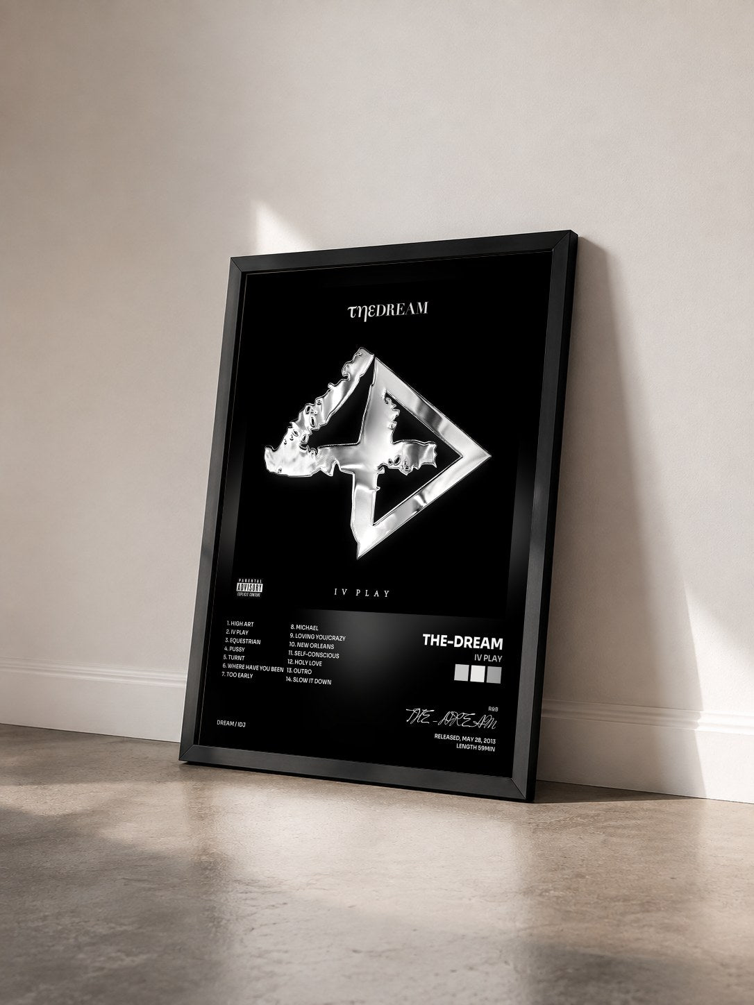 #noir Tableau de l'album IV Play de THE-DREAM vu de trois quarts, cadre noir