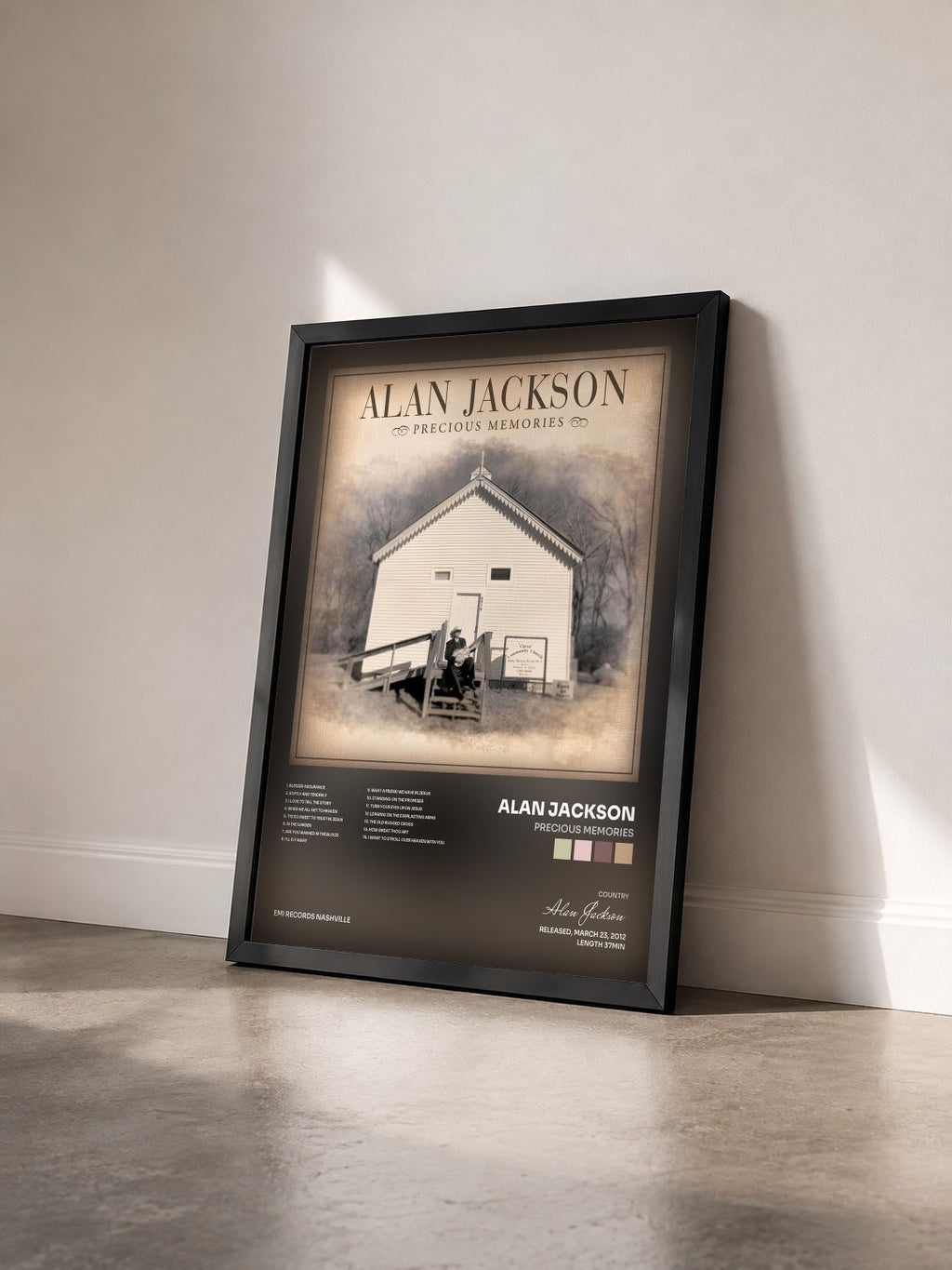#noir Tableau de l'album Precious Memories de Alan Jackson vu de trois quarts, cadre noir