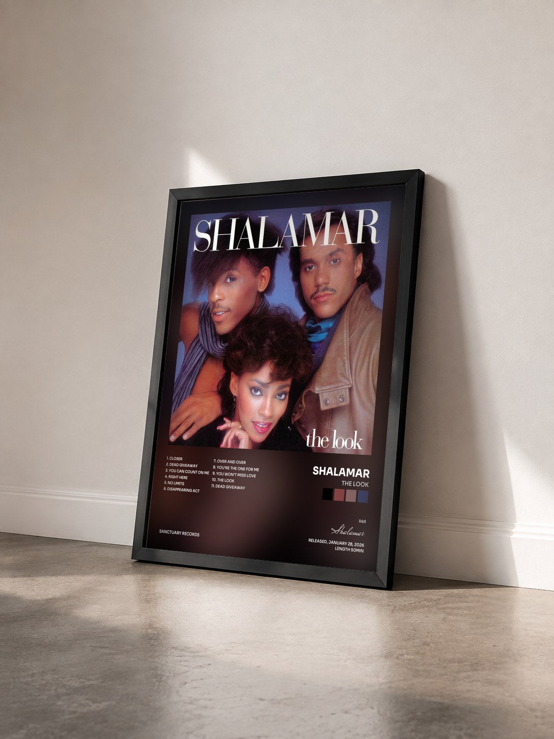 #noir Tableau de l'album The Look de Shalamar vu de trois quarts, cadre noir