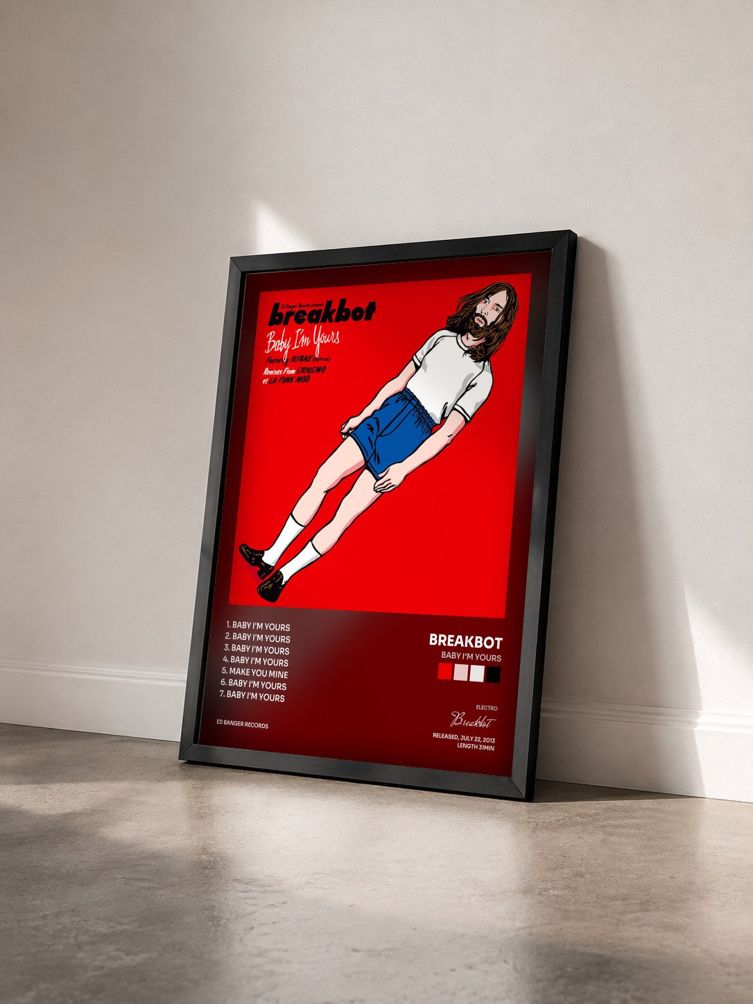 #noir Tableau de l'album Baby I'm Yours de Breakbot vu de trois quarts, cadre noir