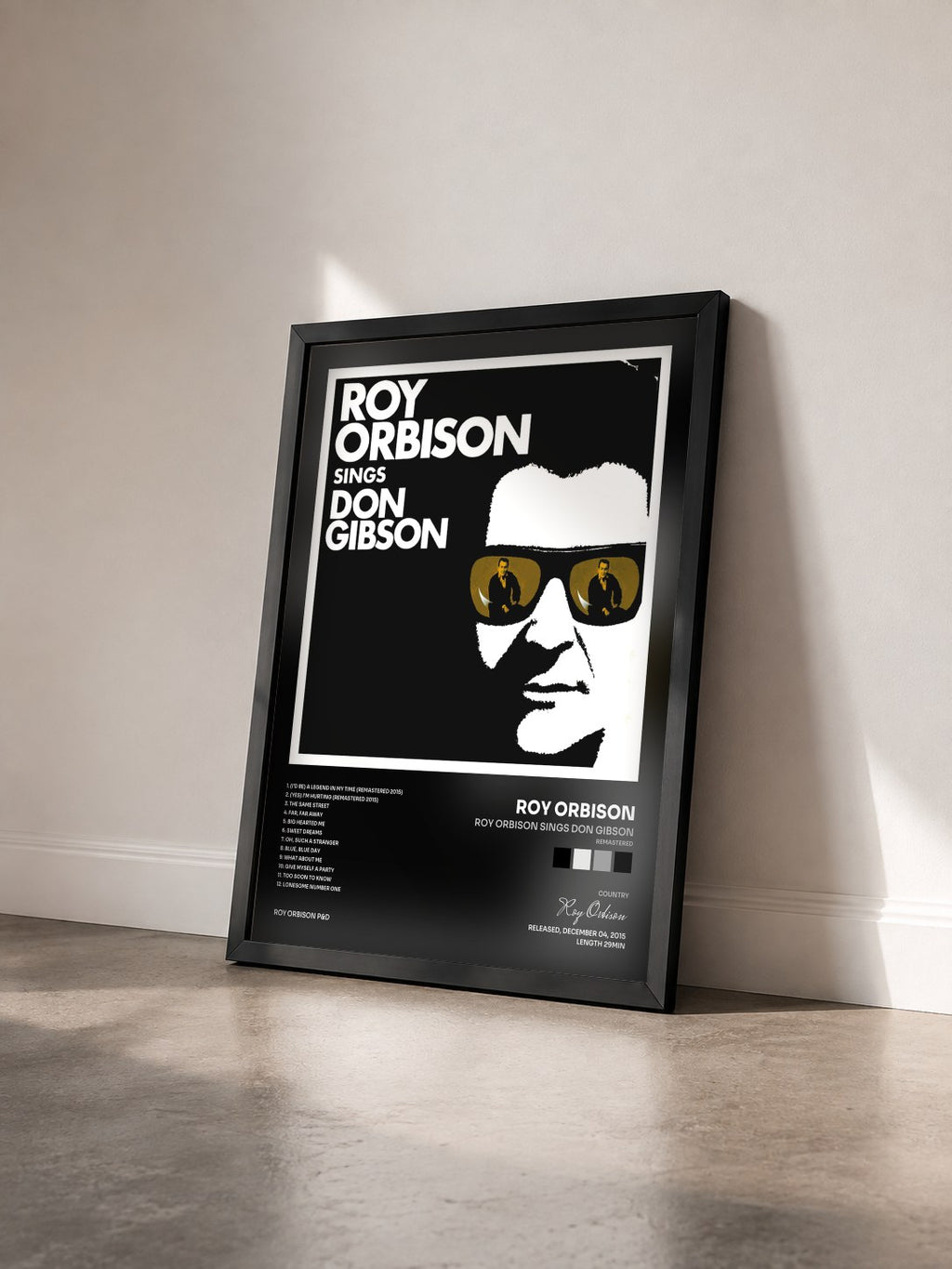 #noir Tableau de l'album Roy Orbison Sings Don Gibson (Remastered) de Roy Orbison vu de trois quarts, cadre noir