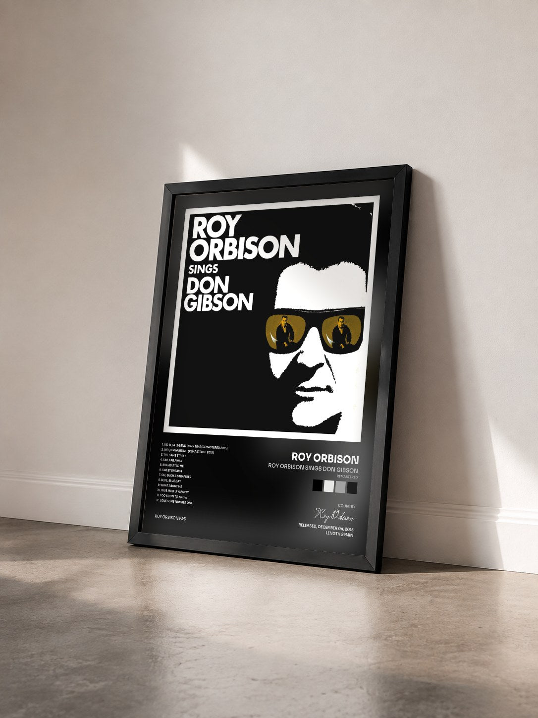 #noir Tableau de l'album Roy Orbison Sings Don Gibson (Remastered) de Roy Orbison vu de trois quarts, cadre noir