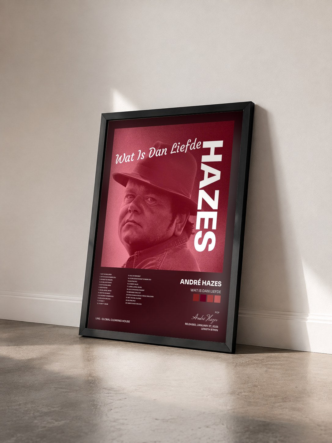 #noir Tableau de l'album Wat Is Dan Liefde de André Hazes vu de trois quarts, cadre noir