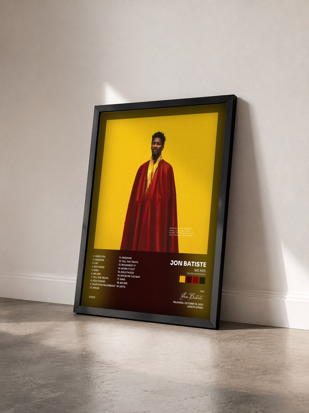 #noir Tableau de l'album WE ARE (The Deluxe Edition) de Jon Batiste vu de trois quarts, cadre noir