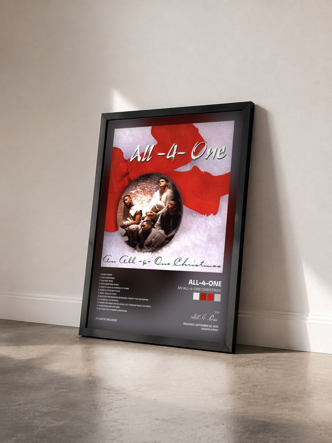 #noir Tableau de l'album An All-4-One Christmas de All-4-One vu de trois quarts, cadre noir