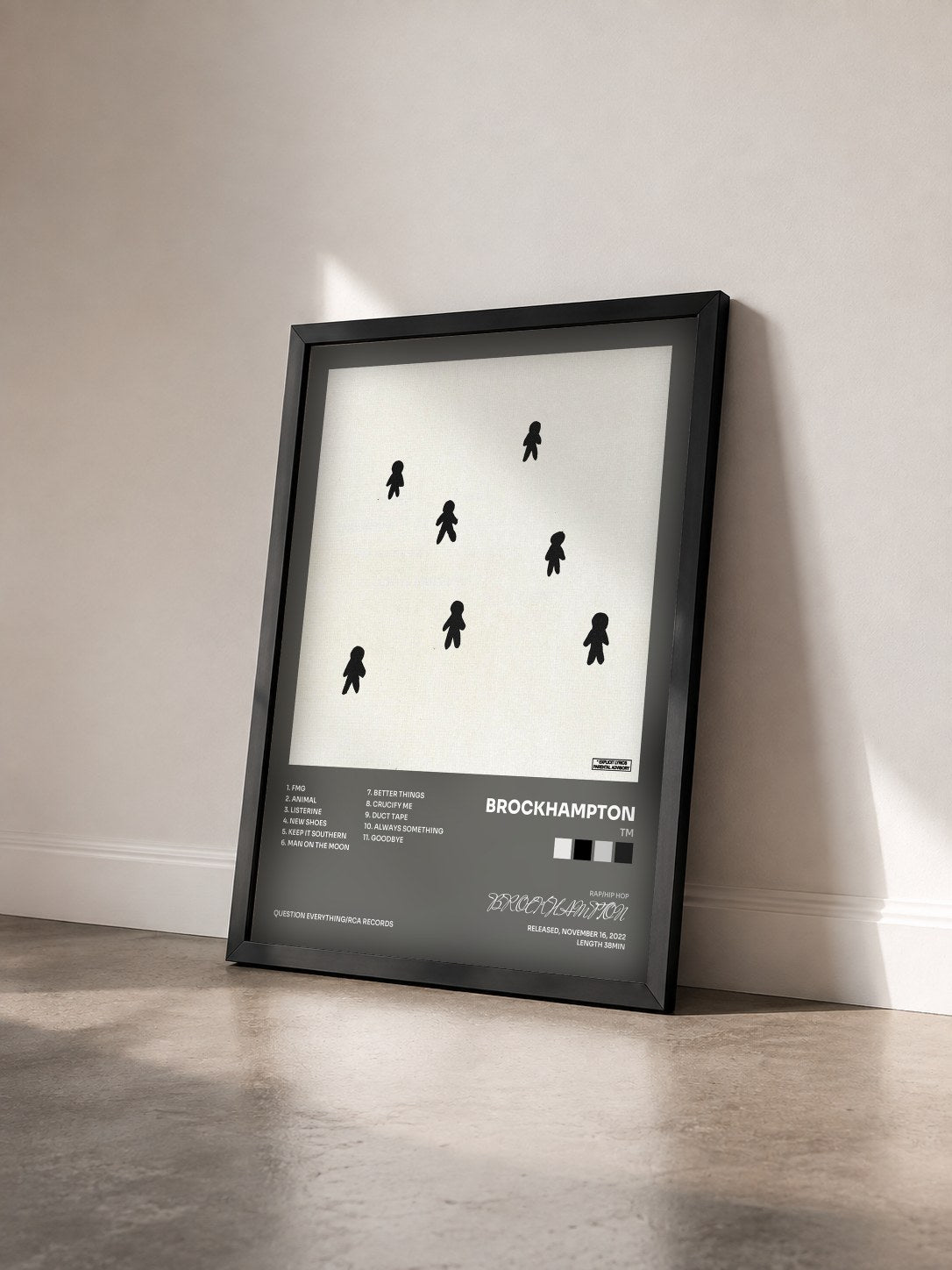 #noir Tableau de l'album TM de BROCKHAMPTON vu de trois quarts, cadre noir