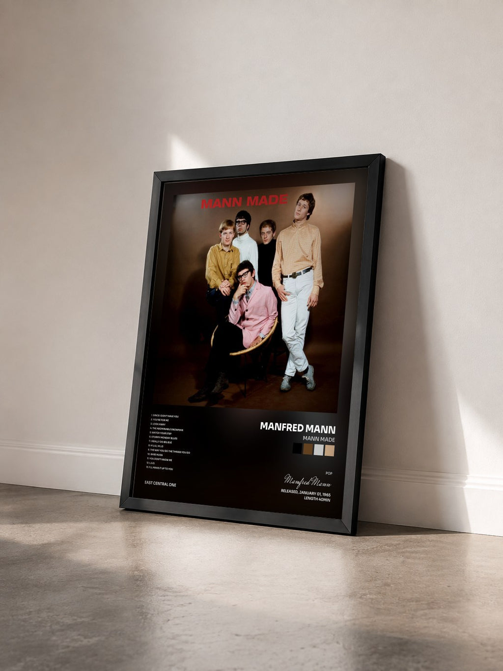 #noir Tableau de l'album Mann Made de Manfred Mann vu de trois quarts, cadre noir