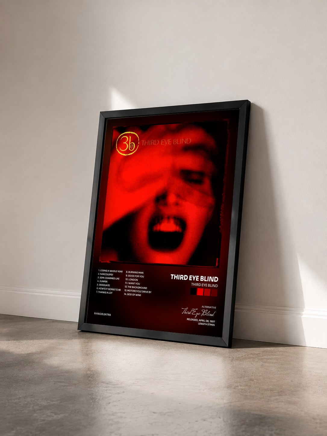 #noir Tableau de l'album Third Eye Blind de Third Eye Blind vu de trois quarts, cadre noir