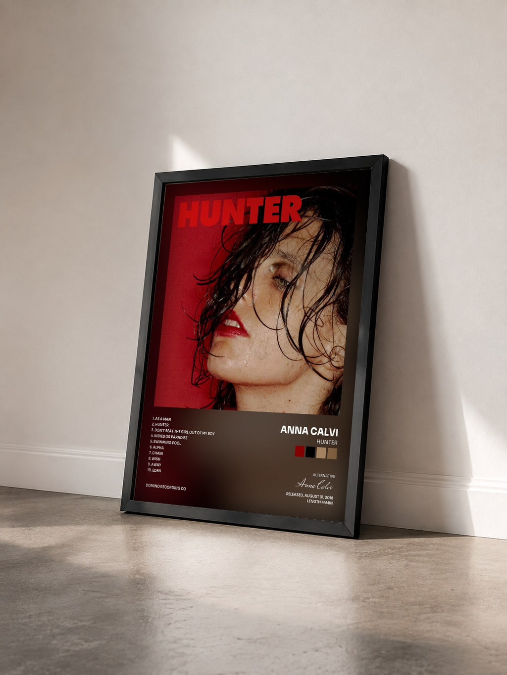 #noir Tableau de l'album Hunter de Anna Calvi vu de trois quarts, cadre noir